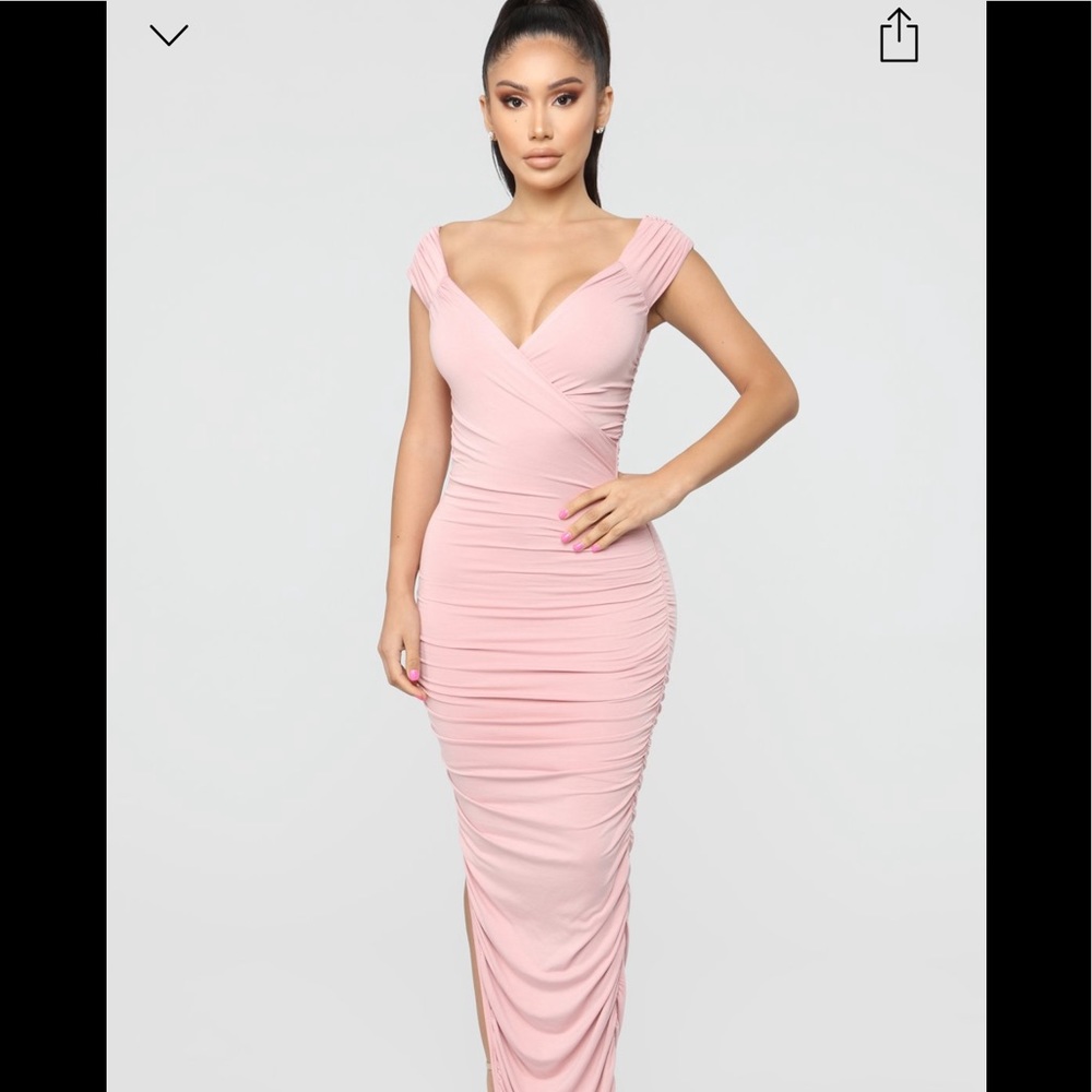 Pink Maxi Ruched Dress